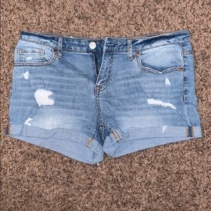 Light wash jean shorts